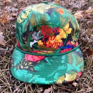 Vintage Bass Pro Shops floral Hawaiian snapback hat